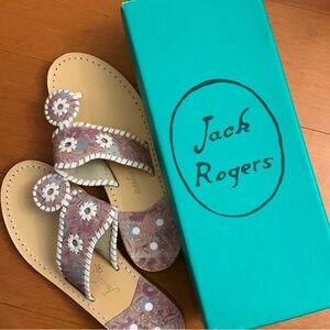 Jack Rogers women’s size 6. purple and white sandal. NEW IN BOX.